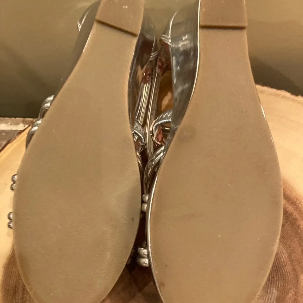 Steve Madden Youth Kids Silver Size 13 Formal‎ Open Toe Wedge Heels EUC